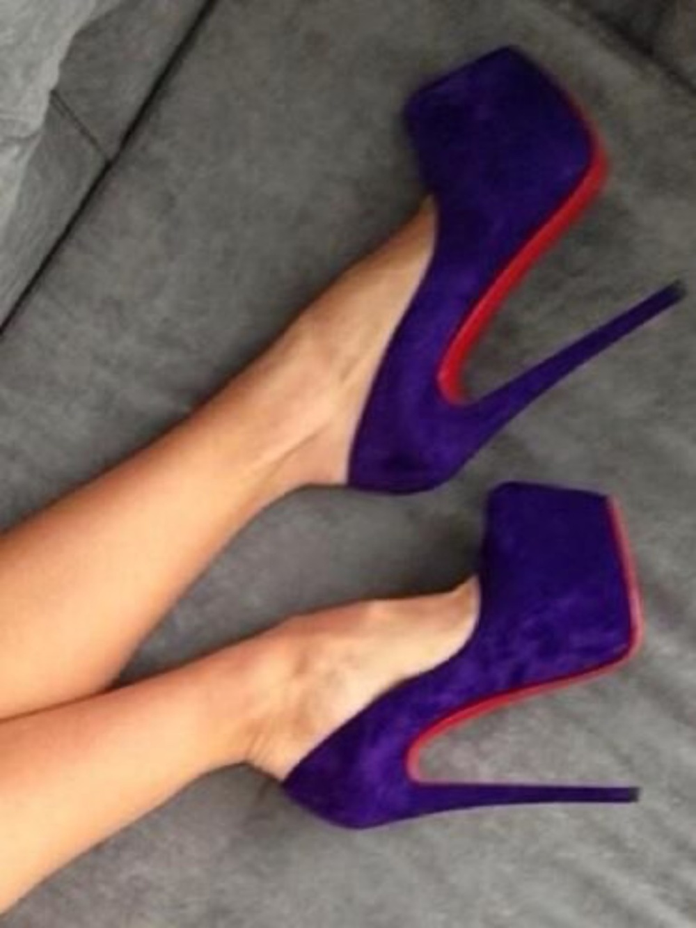 Christian Louboutin Purple Suede Platform Pumps